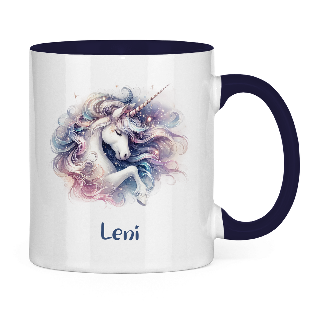 Tasse zweifarbig Einhorn personalisiert mit Wunschname Geschenk Geburtstag