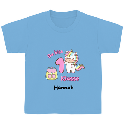 T-Shirt Schulanfang personalisiert Einhorn Mädchen Geschenk Einschulung Schultüte