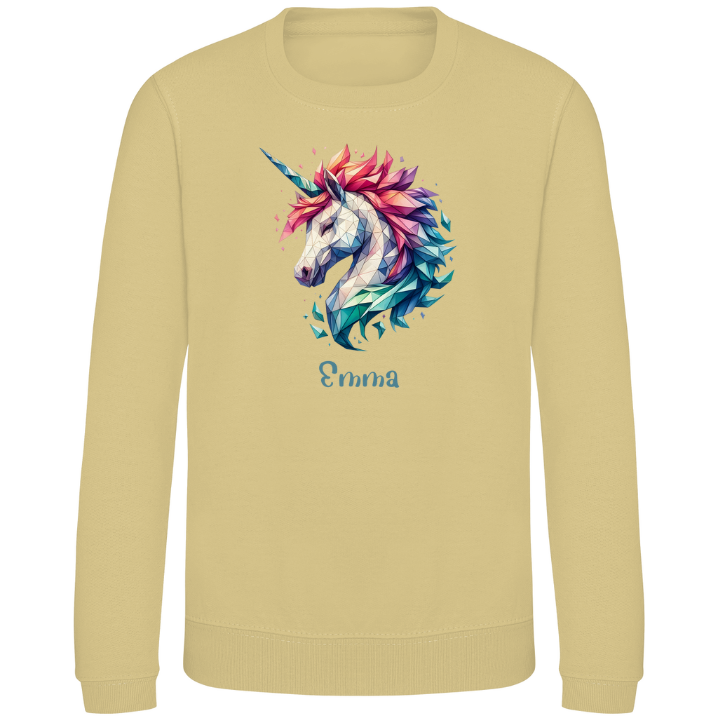 Kinder Sweatshirt Einhorn personalisiert mit Wunschname Geschenk Geburtstag