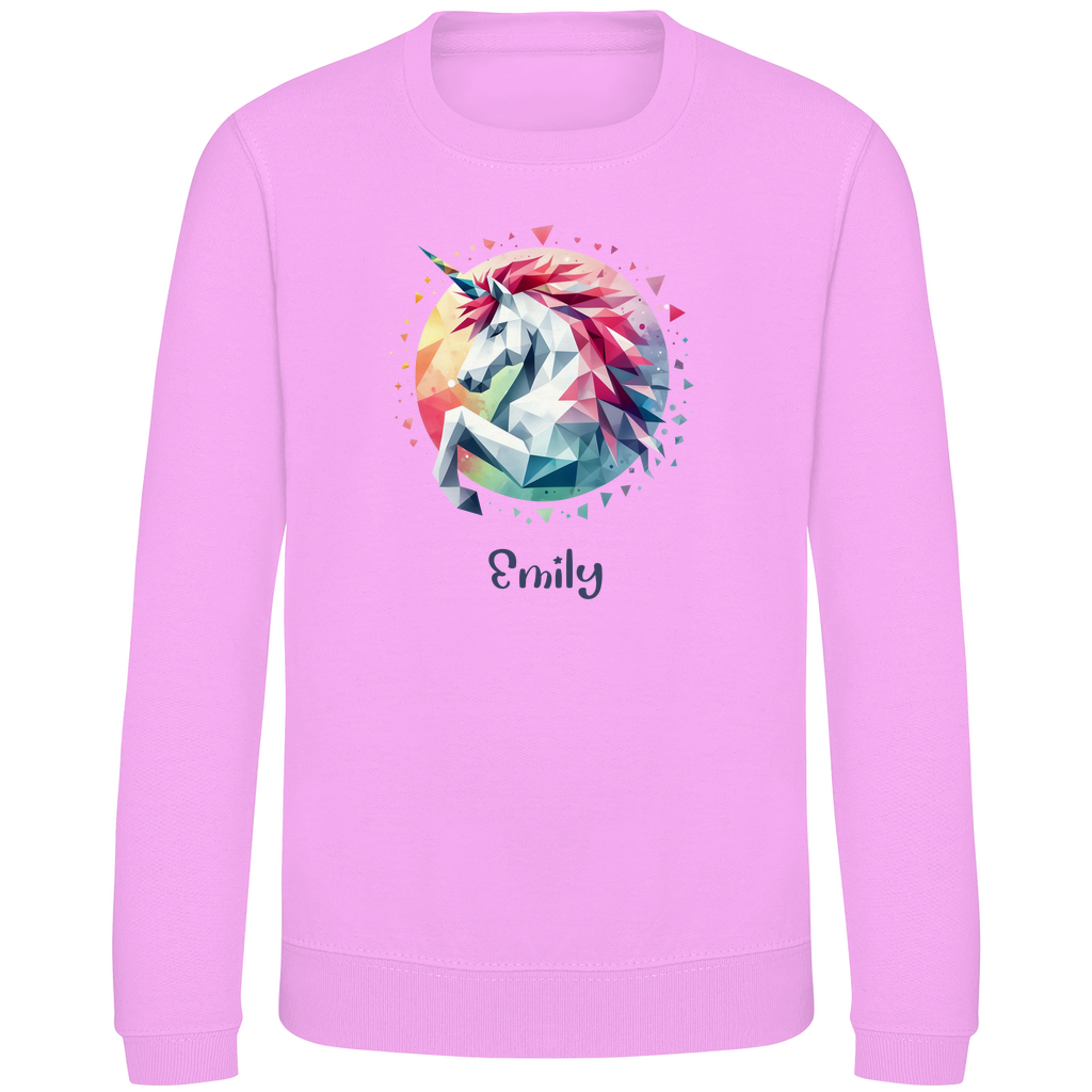 Kinder Sweatshirt Einhorn personalisiert mit Wunschname Geschenk Geburtstag