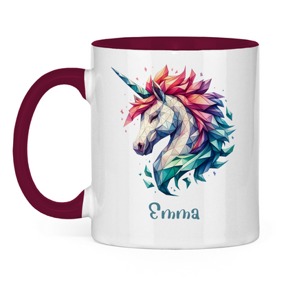 Tasse zweifarbig Einhorn personalisiert mit Wunschname Geschenk Geburtstag