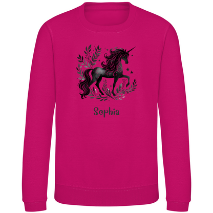 Kinder Sweatshirt Einhorn personalisiert mit Wunschname Geschenk Geburtstag