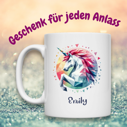 Tasse weiß Einhorn personalisiert mit Wunschname Geschenk Geburtstag