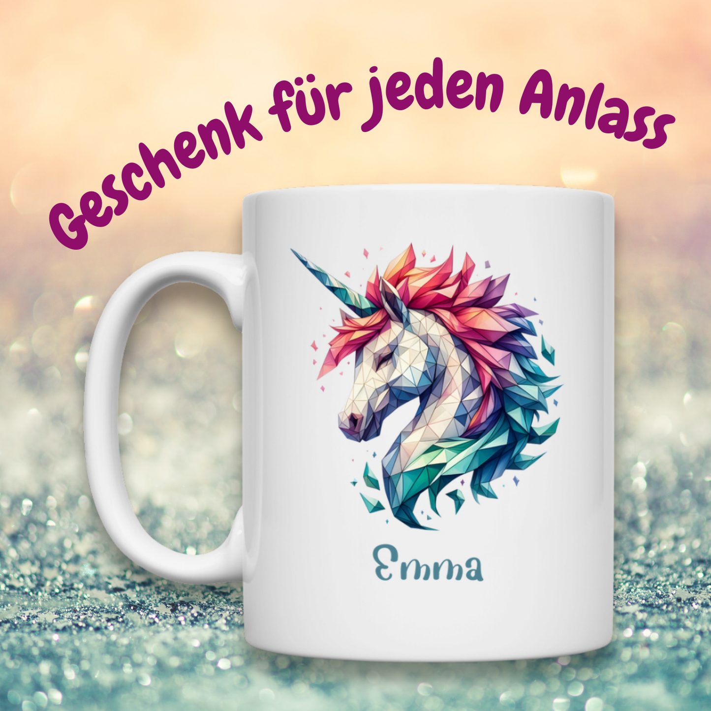 Tasse weiß Einhorn personalisiert mit Wunschname Geschenk Geburtstag