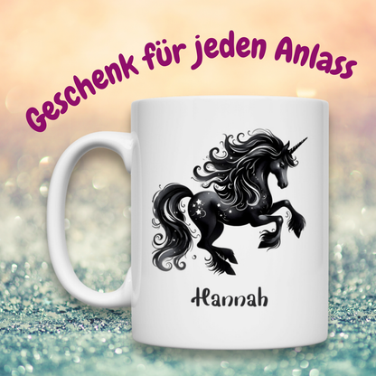 Tasse weiß Einhorn personalisiert mit Wunschname Geschenk Geburtstag