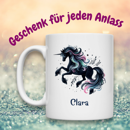 Tasse weiß Einhorn personalisiert mit Wunschname Geschenk Geburtstag