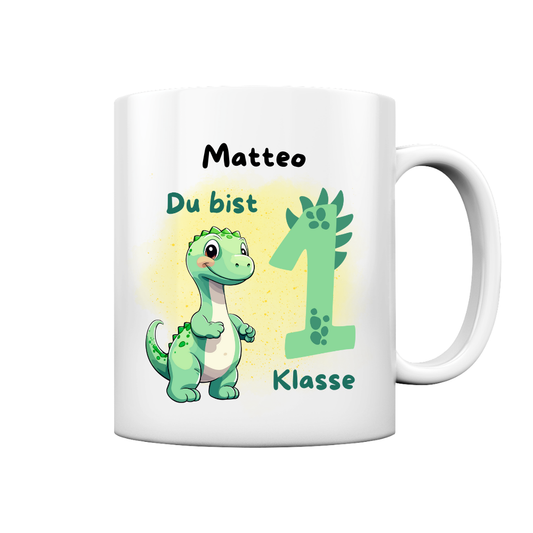 Personalisierte Tasse Schulanfang Dinosaurier Wunschname Einschulung Jungs