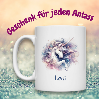 Tasse weiß Einhorn personalisiert mit Wunschname Geschenk Geburtstag