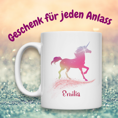 Tasse weiß Einhorn personalisiert mit Wunschname Geschenk Geburtstag