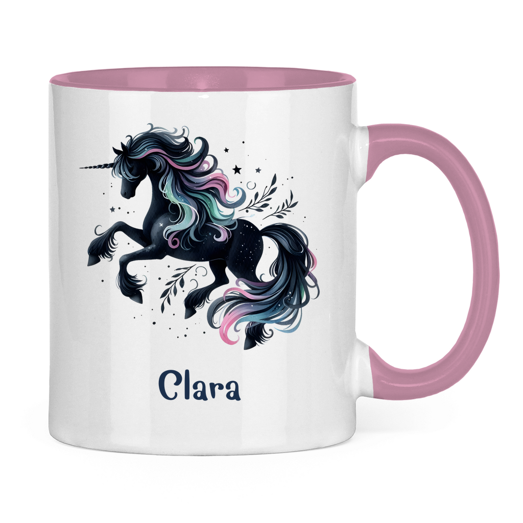 Tasse zweifarbig Einhorn personalisiert mit Wunschname Geschenk Geburtstag