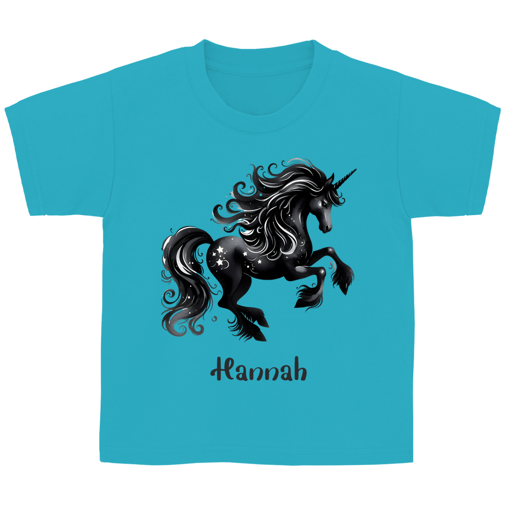 Kinder Basic T-Shirt Einhorn personalisiert mit Wunschname Geschenk Geburtstag