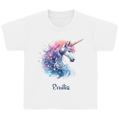 Kinder Basic T-Shirt Einhorn personalisiert mit Wunschname Geschenk Geburtstag