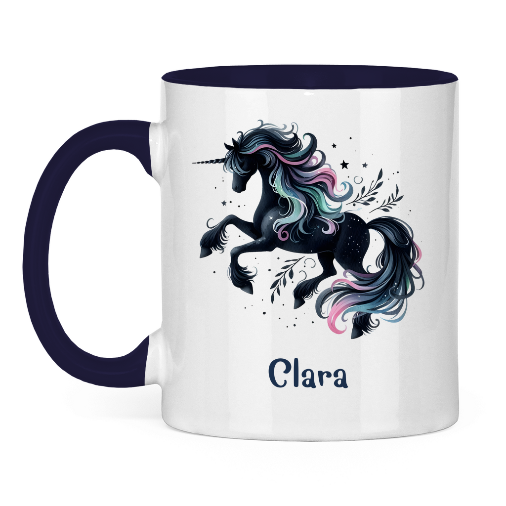 Tasse zweifarbig Einhorn personalisiert mit Wunschname Geschenk Geburtstag