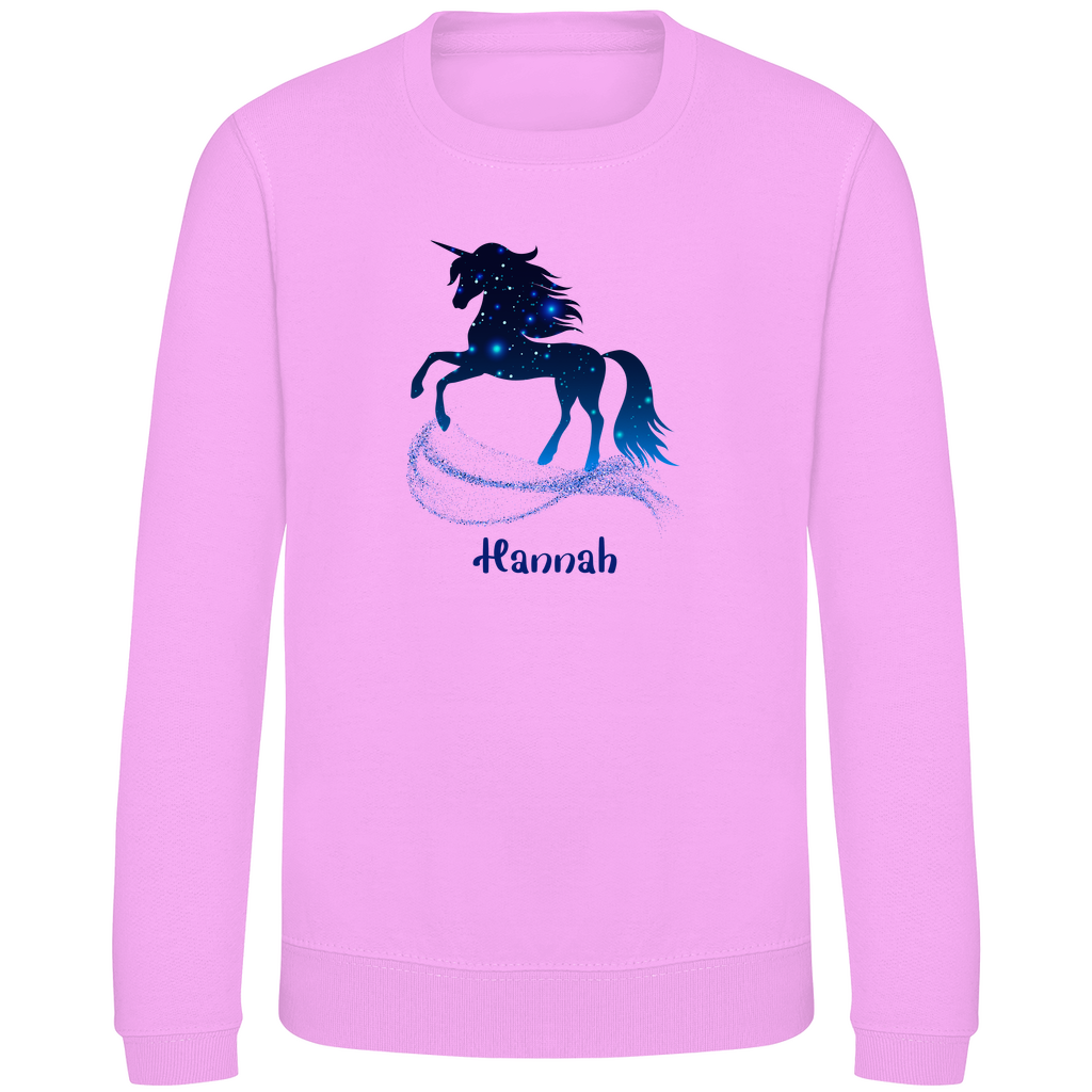 Kinder Sweatshirt Einhorn personalisiert mit Wunschname Geschenk Geburtstag
