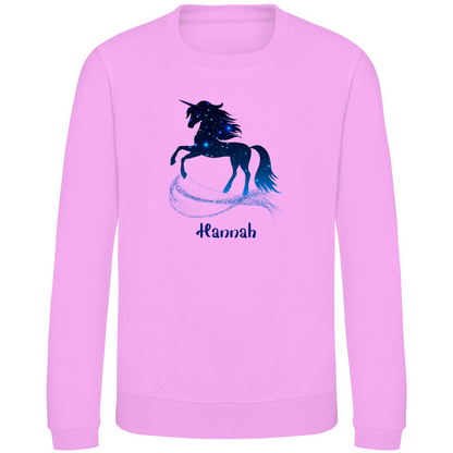 Kinder Sweatshirt Einhorn personalisiert mit Wunschname Geschenk Geburtstag