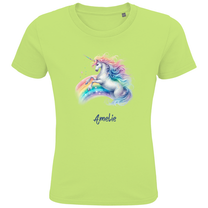Kids Premium Bio T-Shirt Einhorn personalisiert mit Wunschname Geschenk Geburtstag