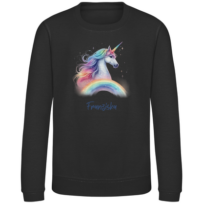 Kinder Sweatshirt Einhorn personalisiert mit Wunschname Geschenk Geburtstag