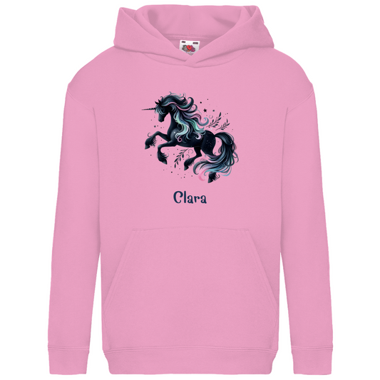 Kids Basic Bio Hoodie Einhorn personalisiert mit Wunschname Geschenk Geburtstag