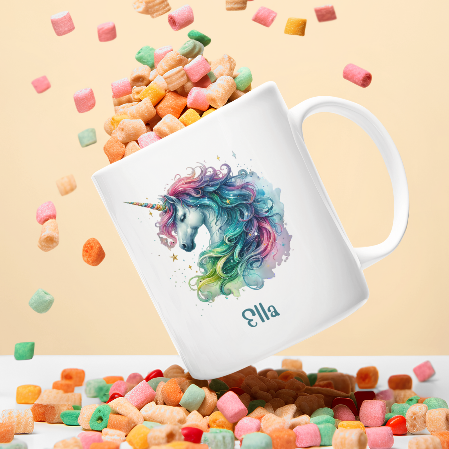 Tasse weiß Einhorn personalisiert mit Wunschname Geschenk Geburtstag