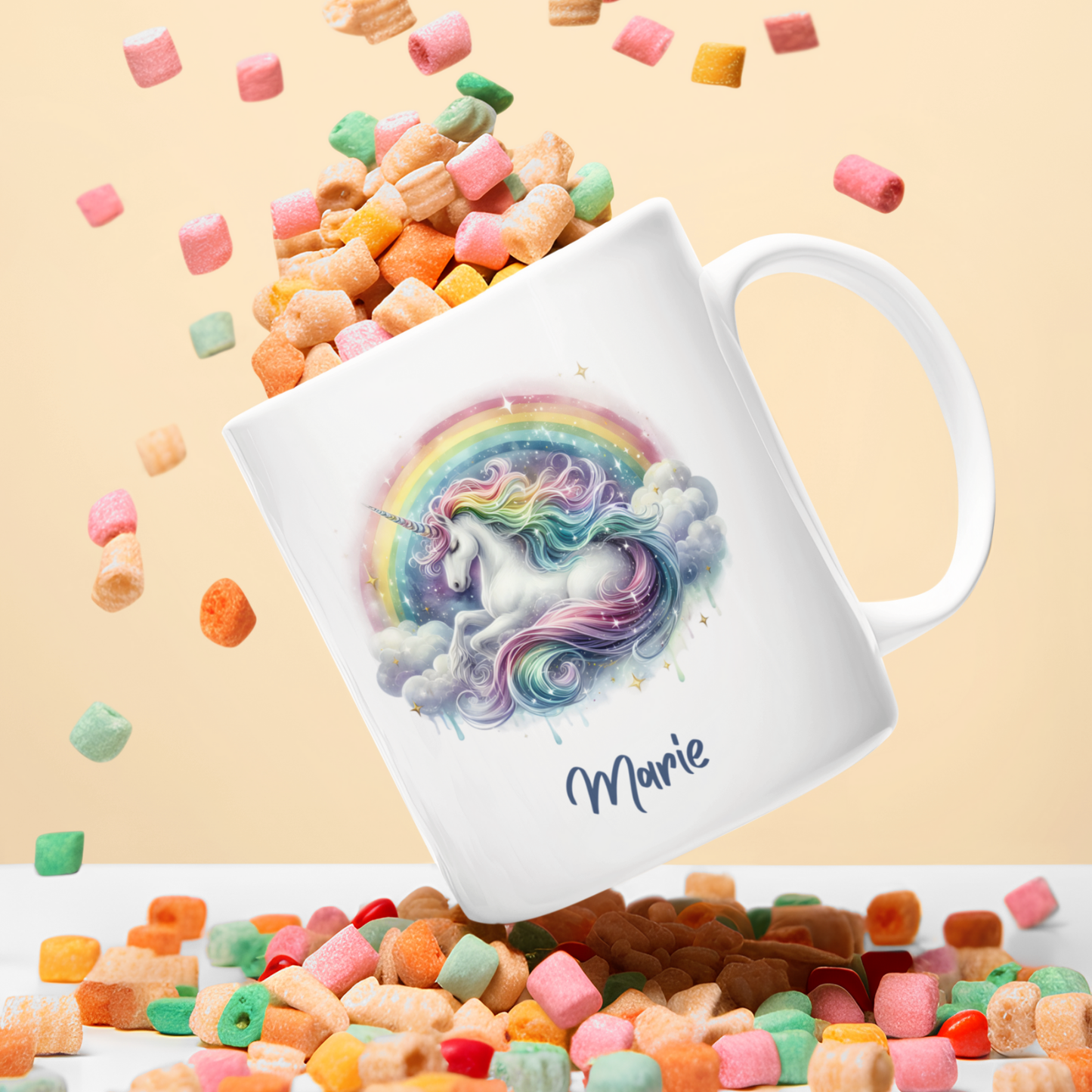 Tasse weiß Einhorn personalisiert mit Wunschname Geschenk Geburtstag
