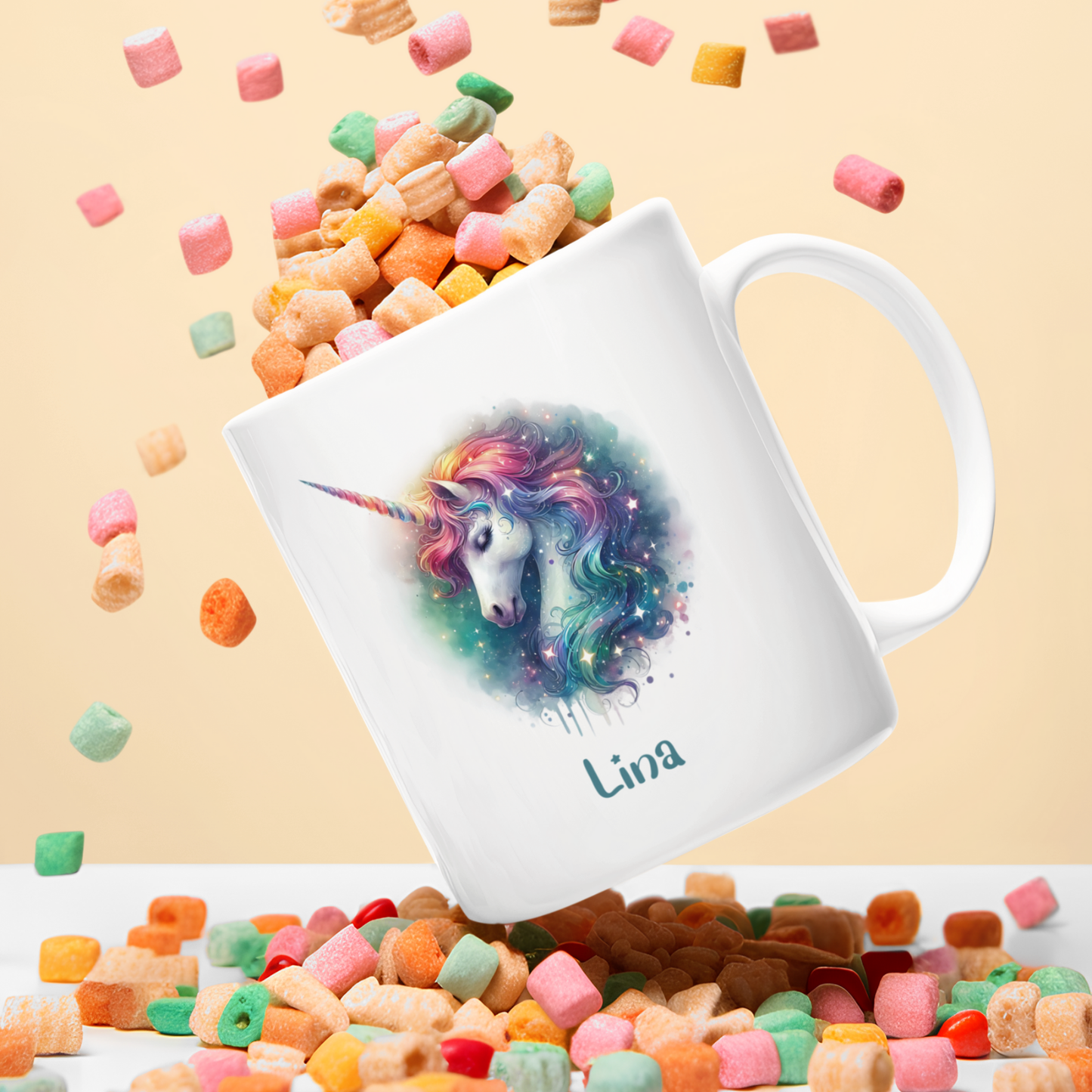 Tasse weiß Einhorn personalisiert mit Wunschname Geschenk Geburtstag