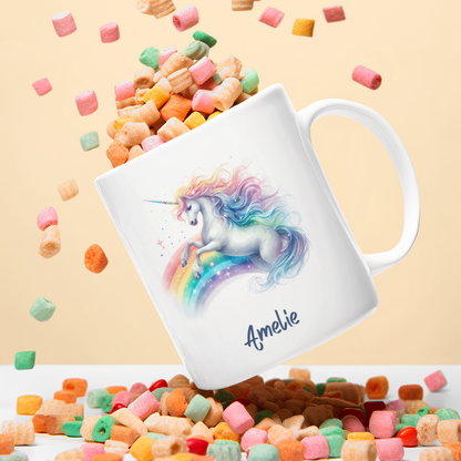 Tasse weiß Einhorn personalisiert mit Wunschname Geschenk Geburtstag