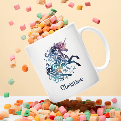 Tasse weiß Einhorn personalisiert mit Wunschname Geschenk Geburtstag