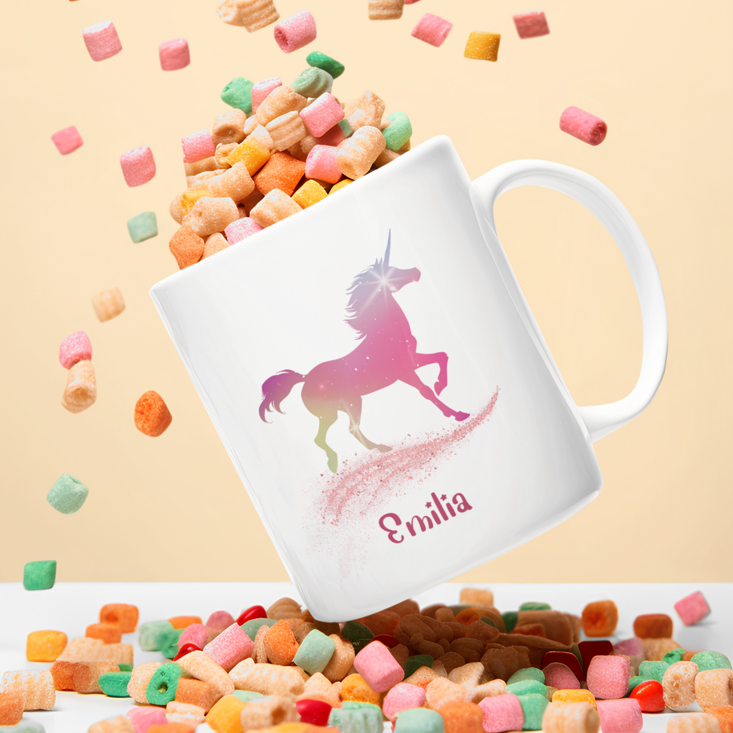 Tasse weiß Einhorn personalisiert mit Wunschname Geschenk Geburtstag