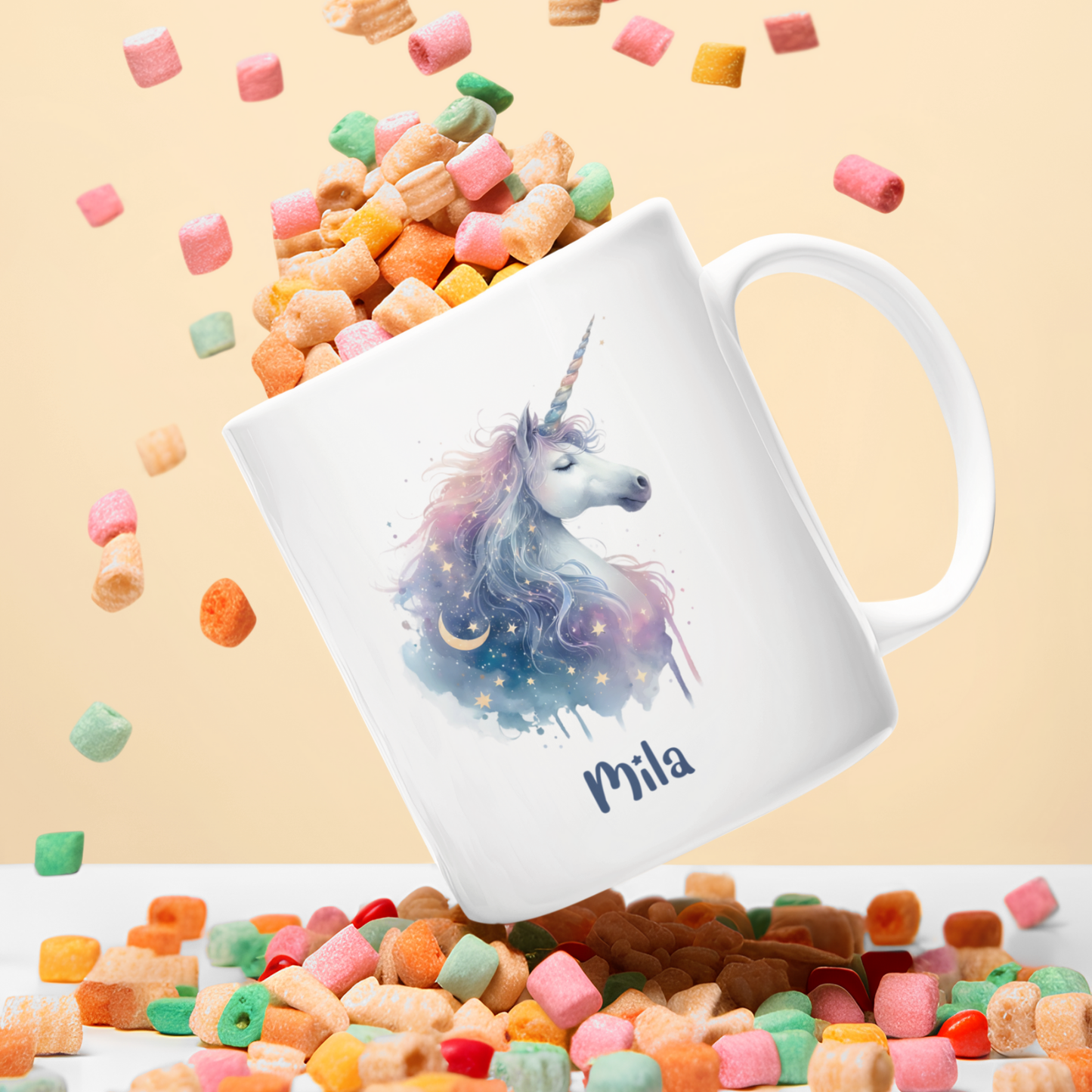 Tasse weiß Einhorn personalisiert mit Wunschname Geschenk Geburtstag
