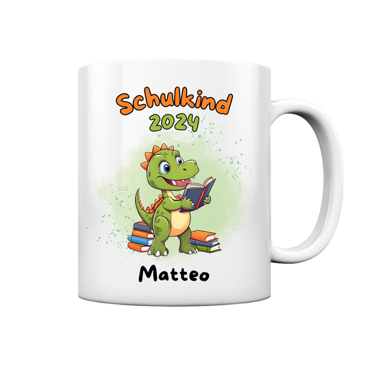 Personalisierte Tasse Schulanfang Dinosaurier Wunschname Einschulung Jungs