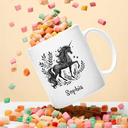 Tasse weiß Einhorn personalisiert mit Wunschname Geschenk Geburtstag