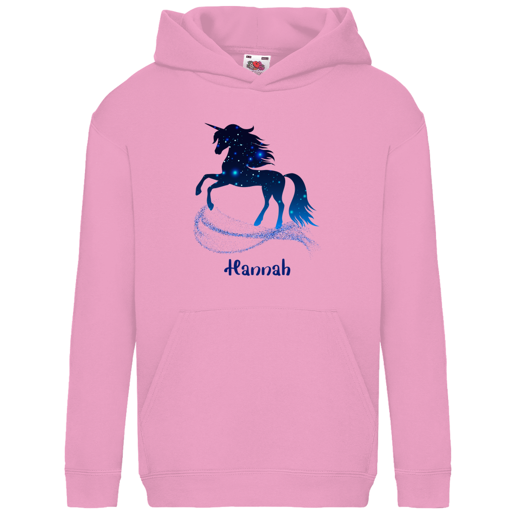 Kids Basic Bio Hoodie Einhorn personalisiert mit Wunschname Geschenk Geburtstag