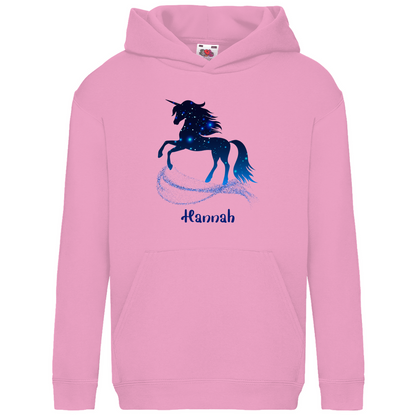 Kids Basic Bio Hoodie Einhorn personalisiert mit Wunschname Geschenk Geburtstag