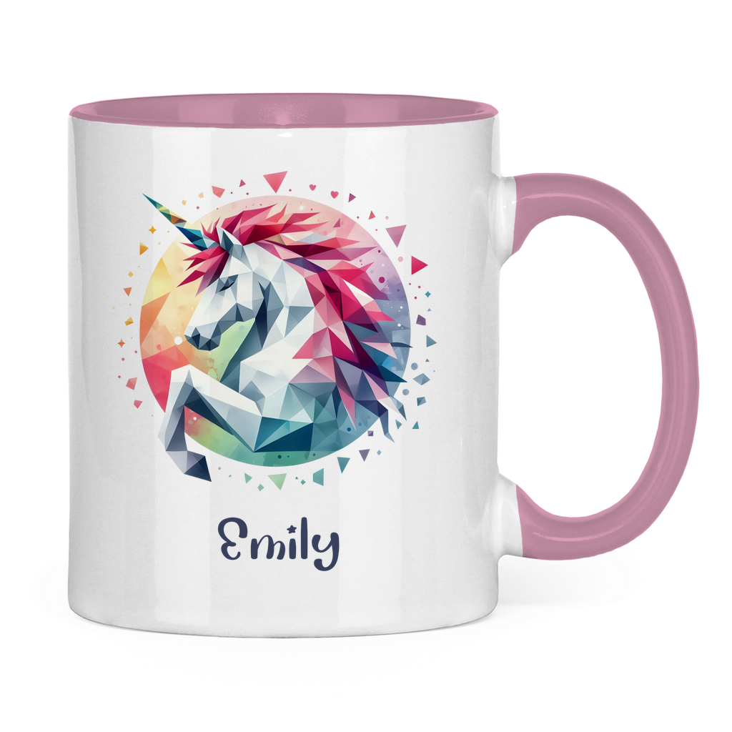 Tasse zweifarbig Einhorn personalisiert mit Wunschname Geschenk Geburtstag