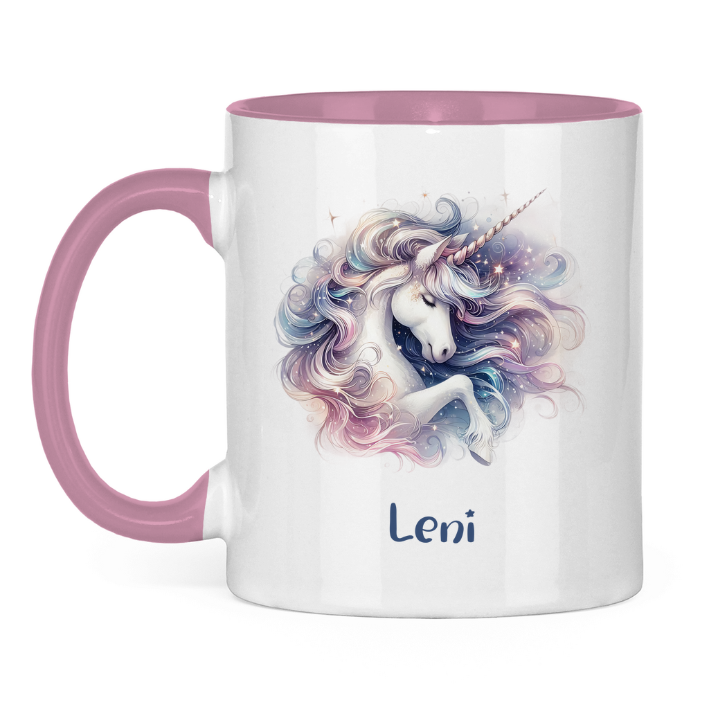 Tasse zweifarbig Einhorn personalisiert mit Wunschname Geschenk Geburtstag