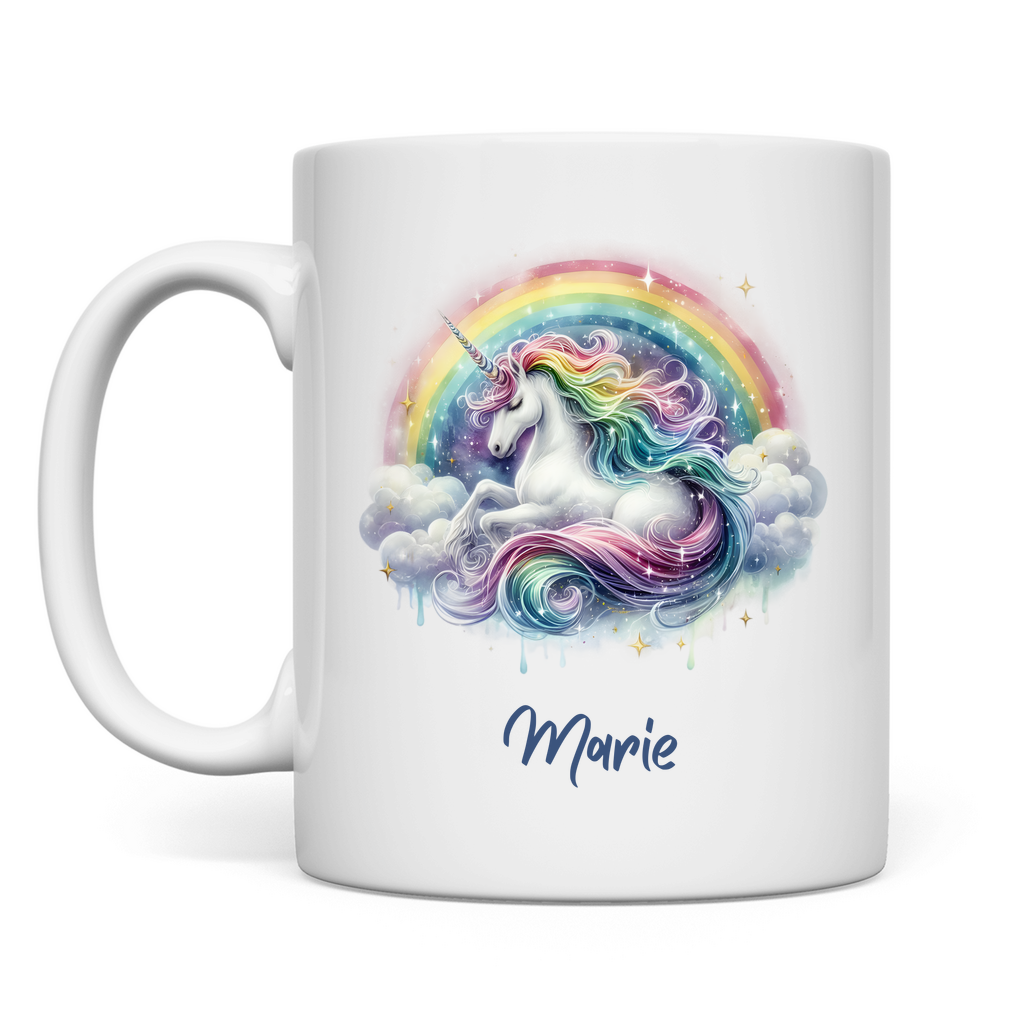 Tasse weiß Einhorn personalisiert mit Wunschname Geschenk Geburtstag