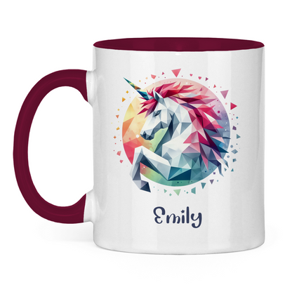 Tasse zweifarbig Einhorn personalisiert mit Wunschname Geschenk Geburtstag