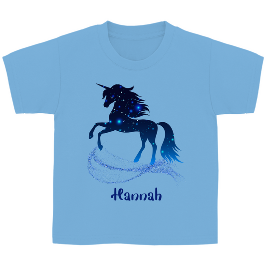 Kinder Basic T-Shirt Einhorn personalisiert mit Wunschname Geschenk Geburtstag