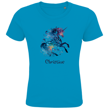 Kids Premium Bio T-Shirt Einhorn personalisiert mit Wunschname Geschenk Geburtstag