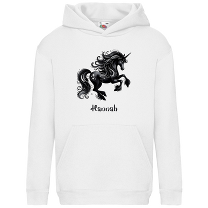 Kids Basic Bio Hoodie Einhorn personalisiert mit Wunschname Geschenk Geburtstag