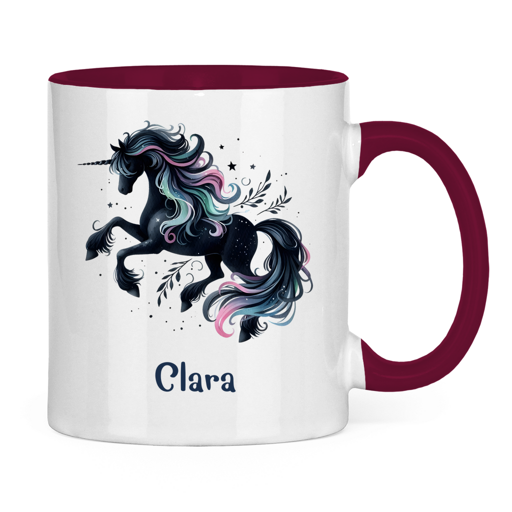 Tasse zweifarbig Einhorn personalisiert mit Wunschname Geschenk Geburtstag