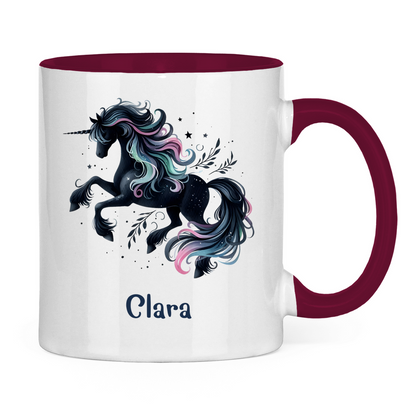 Tasse zweifarbig Einhorn personalisiert mit Wunschname Geschenk Geburtstag