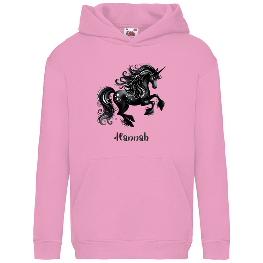 Kids Basic Bio Hoodie Einhorn personalisiert mit Wunschname Geschenk Geburtstag