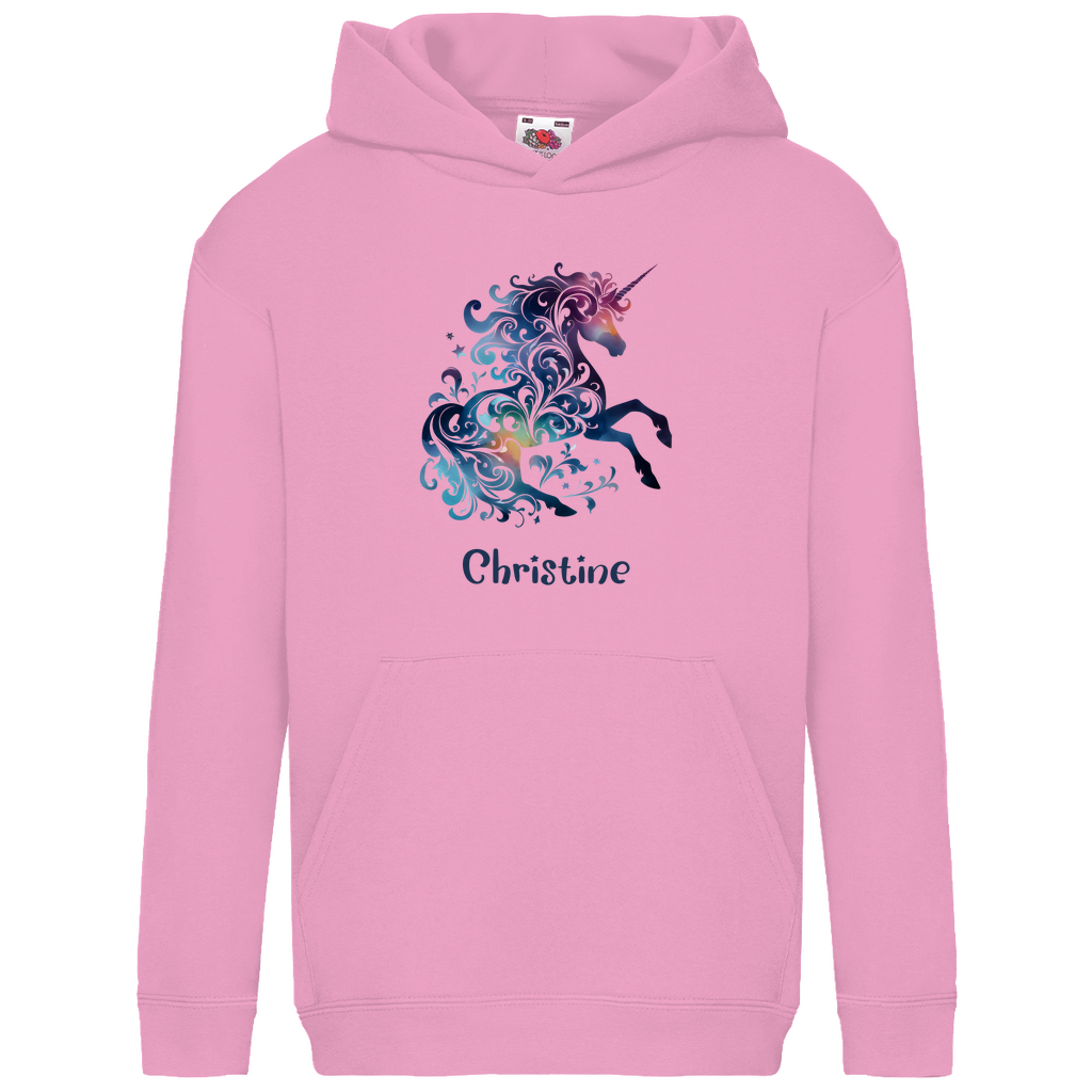 Kids Basic Bio Hoodie Einhorn personalisiert mit Wunschname Geschenk Geburtstag