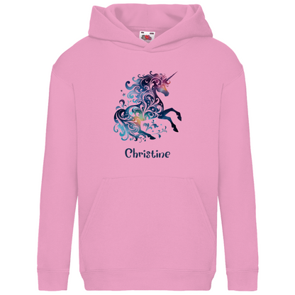 Kids Basic Bio Hoodie Einhorn personalisiert mit Wunschname Geschenk Geburtstag