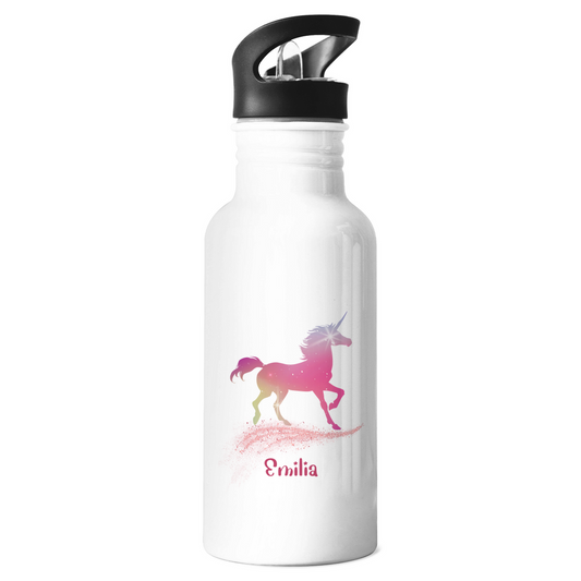 Edelstahl Trinkflasche Einhorn personalisiert mit Wunschname Geschenk Geburtstag