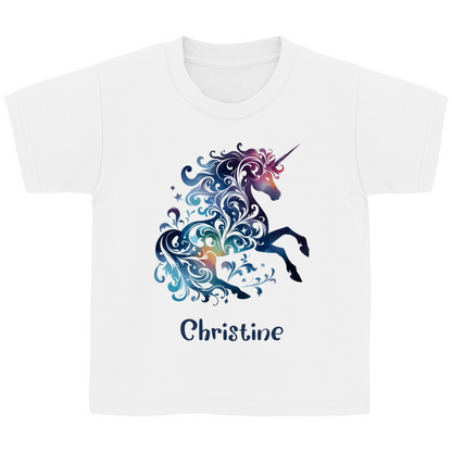 Kinder Basic T-Shirt Einhorn personalisiert mit Wunschname Geschenk Geburtstag