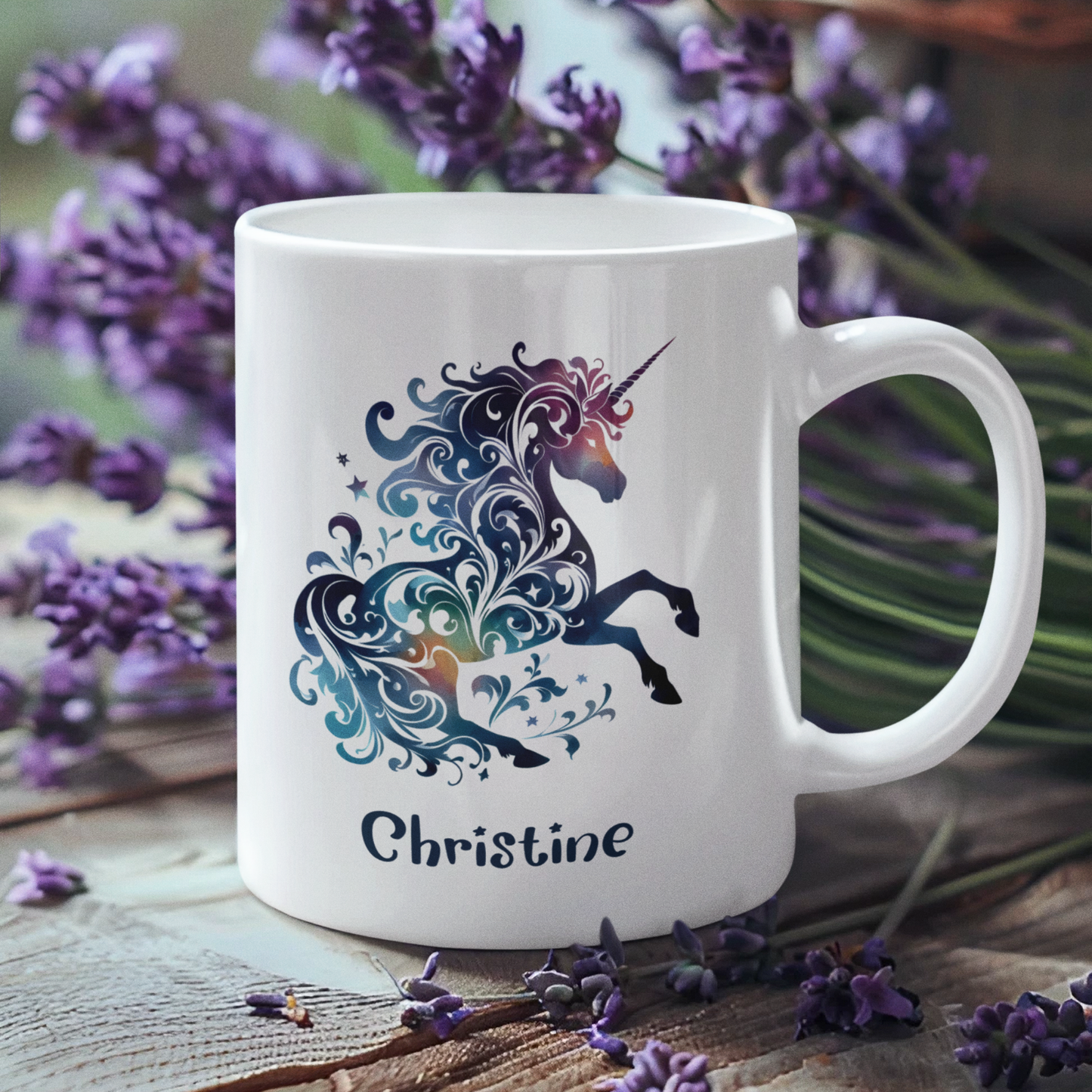 Tasse weiß Einhorn personalisiert mit Wunschname Geschenk Geburtstag