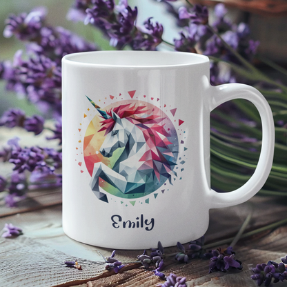 Tasse weiß Einhorn personalisiert mit Wunschname Geschenk Geburtstag