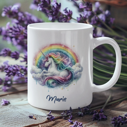 Tasse weiß Einhorn personalisiert mit Wunschname Geschenk Geburtstag